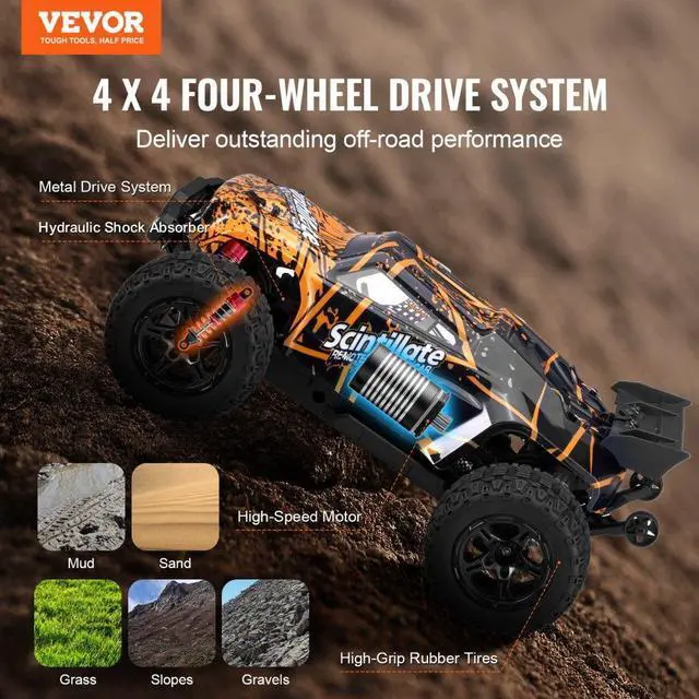Alt view image 2 of 7 - Remote Control Car 1:10 Scale All Terrain 4WD Off-Road Truck for Kids