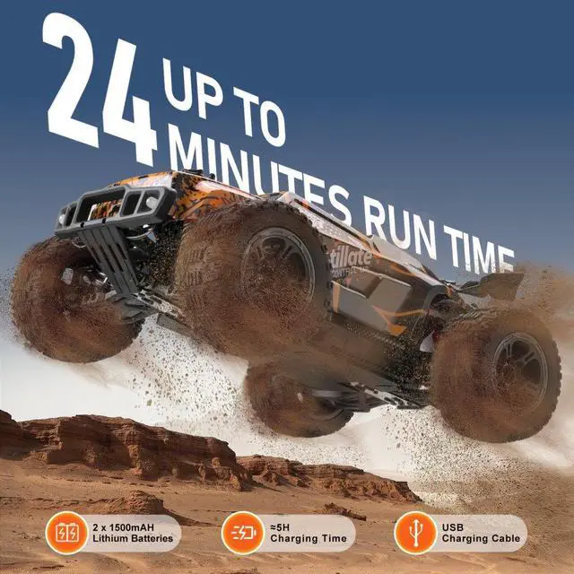 Alt view image 5 of 7 - Remote Control Car 1:10 Scale All Terrain 4WD Off-Road Truck for Kids