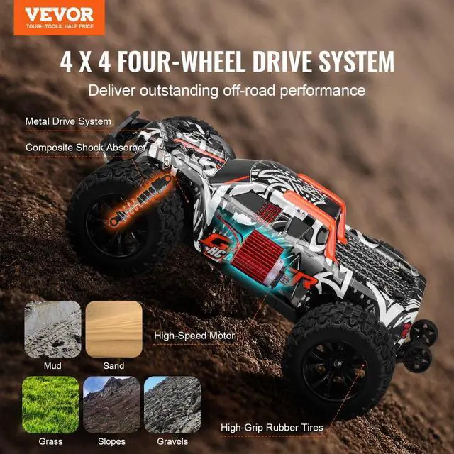 Alt view image 2 of 7 - Remote Control Car 1:14 Scale Kids RC Car All Terrain 4WD Off-Road Truck
