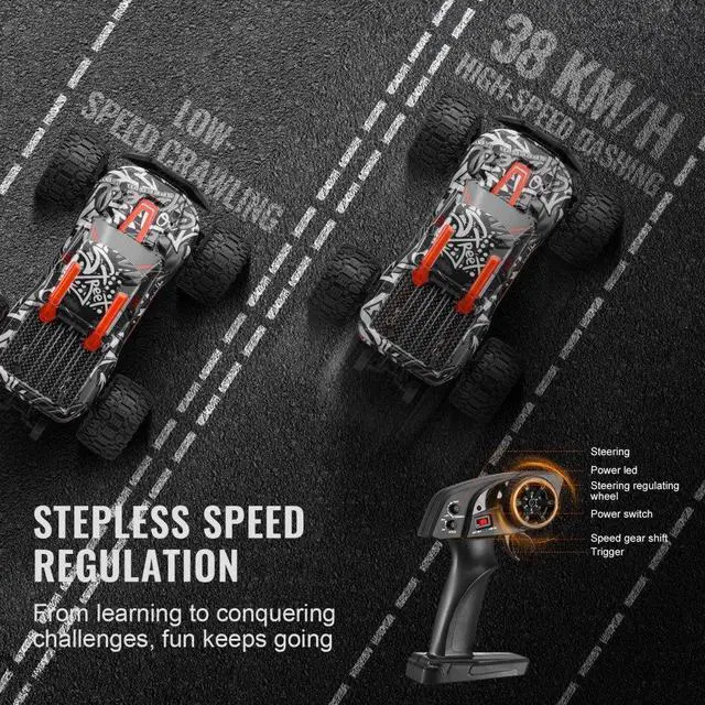 Alt view image 4 of 7 - Remote Control Car 1:14 Scale Kids RC Car All Terrain 4WD Off-Road Truck