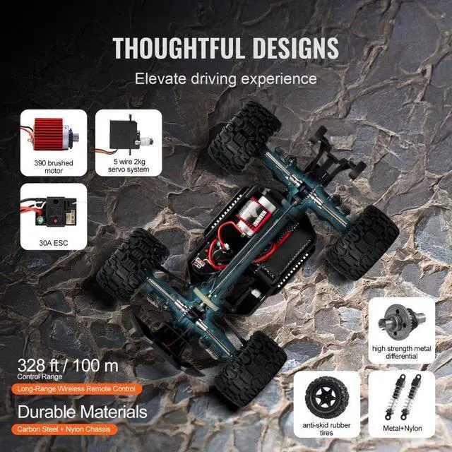 Alt view image 6 of 7 - Remote Control Car 1:14 Scale Kids RC Car All Terrain 4WD Off-Road Truck