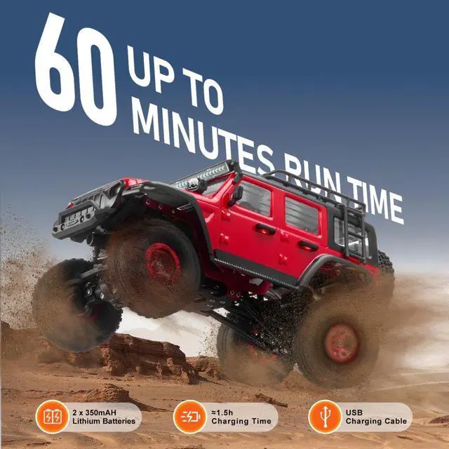 Alt view image 5 of 7 - Remote Control Car 1:24 Scale Full Lighting 4WD Off-Road Truck for Kids