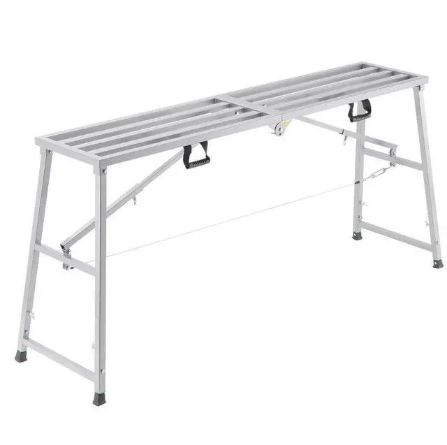 Main image of VEVOR Work Platform, 4 Gear Adjustable Height, Folding Alloy Steel Step Ladder, Portable Scaffolding Platform, 880 lb Load Capacity, Non-Slip Rubber Feet, Drywall Painting Stool, Cleaning & Washing