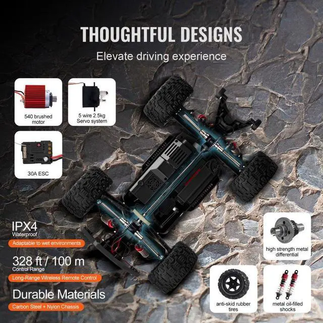 Alt view image 6 of 7 - Remote Control Car 1:10 Scale Kids RC Car All Terrain 4WD Off-Road Truck