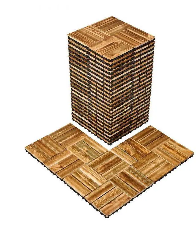 Main image of VEVOR Interlocking Deck Tiles Solid Wood 27 Pack 12"x12" Camphor Pine for Porch