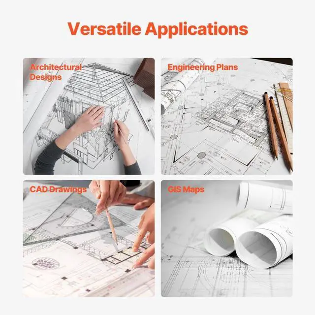 Alt view image 6 of 7 - VEVOR Wide Format Paper, 24 in x 150 ft Plotter Paper, 4 Rolls CAD Bond Rolls with 2 in Core, 20 LB Bond Paper Rolls, Idea for CAD Drawings, Engineering Plans, GIS Maps & Architectural Designs