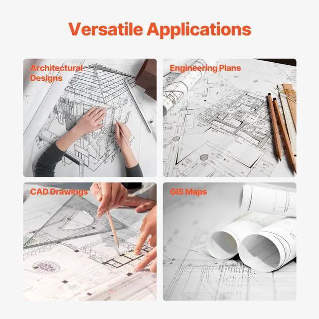 Alt view image 6 of 7 - VEVOR Wide Format Paper, 36 in x 150 ft Plotter Paper, 4 Rolls CAD Bond Rolls with 2 in Core, 20 LB Bond Paper Rolls, Idea for CAD Drawings, Engineering Plans, GIS Maps & Architectural Designs