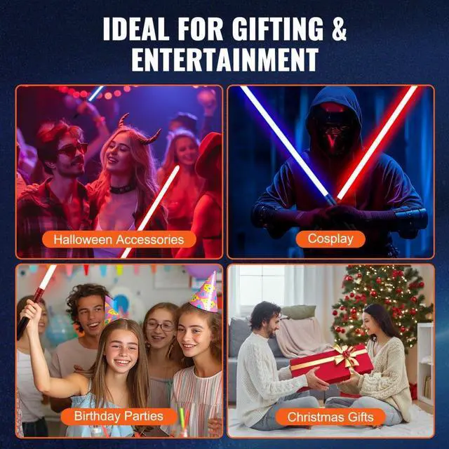 Alt view image 3 of 7 - VEVOR Lightsaber 12 RGB Colors 16 Sounds Rechargeable  40" Dueling Light Saber