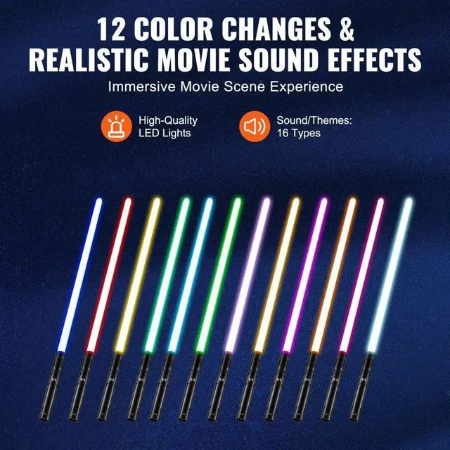 Alt view image 4 of 7 - VEVOR Lightsaber 12 RGB Colors 16 Sounds Rechargeable  40" Dueling Light Saber