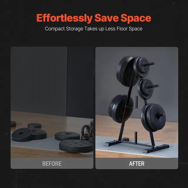 Alt view image 4 of 7 - Weight Plate Rack Weight Plate Tree Home Gym Barbell Storage Stand 1 inch