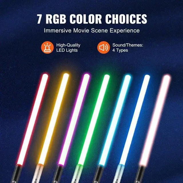 Alt view image 4 of 7 - VEVOR Lightsaber 2 Pack 7 RGB Colors Rechargeable Dueling Light Saber