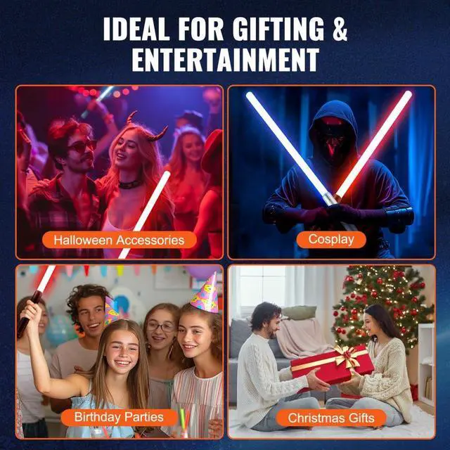 Alt view image 3 of 7 - VEVOR Lightsaber 2 Pack 7 RGB Colors Rechargeable Dueling Light Saber