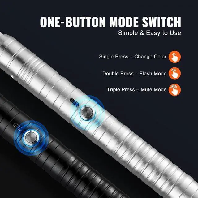 Alt view image 6 of 7 - VEVOR Lightsaber 2 Pack 7 RGB Colors Rechargeable Dueling Light Saber