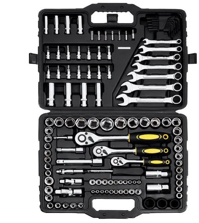 Main image of VEVOR 121-Piece Mechanics Tool Set 1/4" 3/8" 1/2" Drive Sockets SAE and Metric