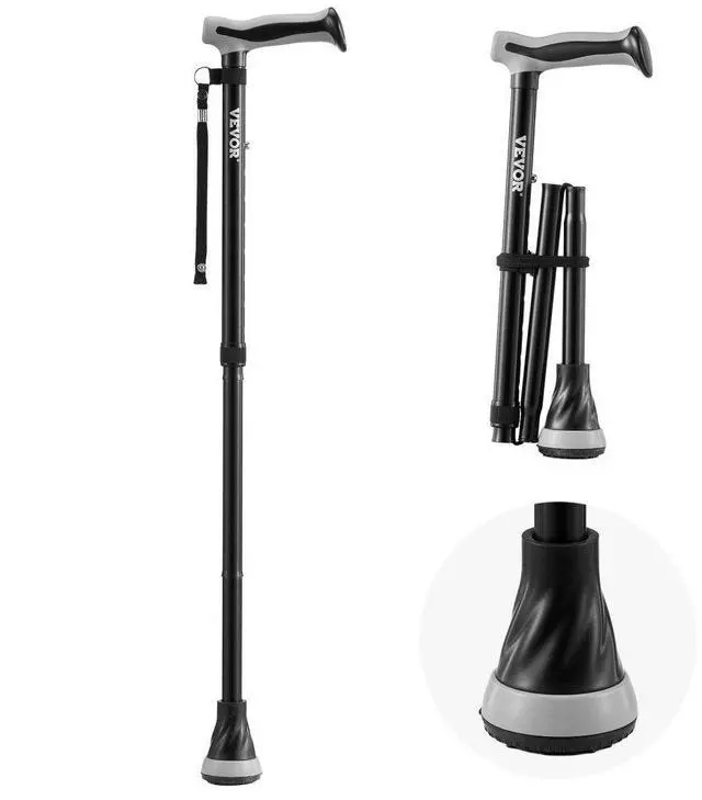 Main image of VEVOR Walking Cane Folding Walking Stick with 8-Level Adjustable Height & Pivoting Tip