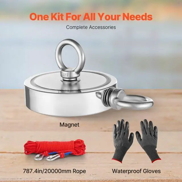 Alt view image 3 of 7 - 2000 LBS Strong Fishing Magnet Kit Double Sided Pull Force and Rope Carabiner