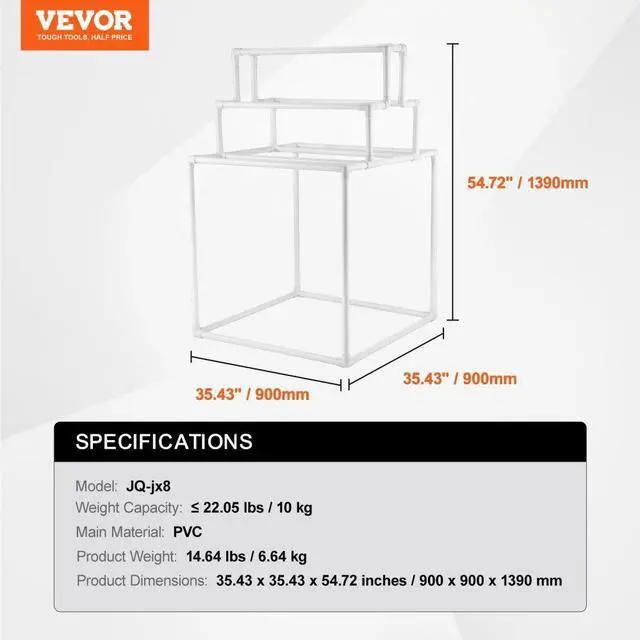 Alt view image 7 of 14 - VEVOR 8 Bar Pyramid Towel Rack - Dry Wet Towels, Organize Fresh Towels, Poolside Towel Storage Organizer, (35.43" L x 35.43" W x 54.72" H), White