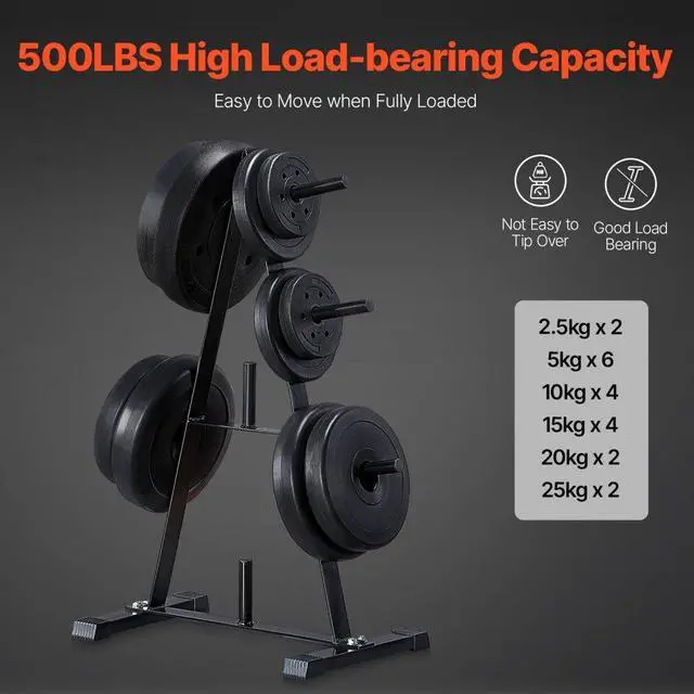 Alt view image 2 of 7 - Weight Plate Rack Weight Plate Tree Home Gym Barbell Storage Stand 1 inch