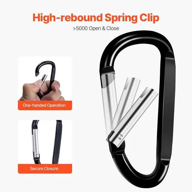 Alt view image 3 of 7 - VEVOR Caribeaner Clip Spring Snap Hook Keyring Camping Sports Karabiner 10 PCS