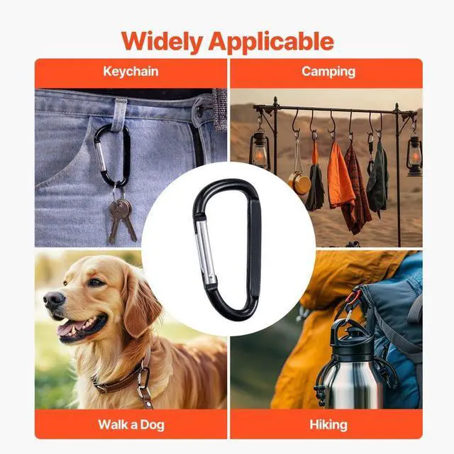 Alt view image 6 of 7 - VEVOR Caribeaner Clip Spring Snap Hook Keyring Camping Sports Karabiner 10 PCS