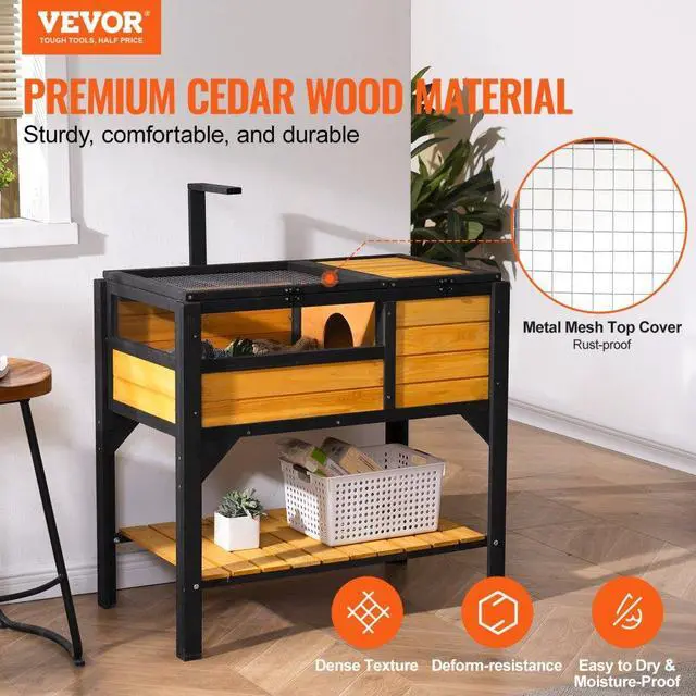 Alt view image 2 of 7 - VEVOR Wooden Tortoise House Tortoise Habitat Indoor & Outdoor for Lizards Snakes