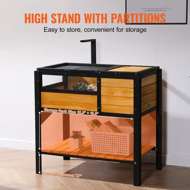 Alt view image 5 of 7 - VEVOR Wooden Tortoise House Tortoise Habitat Indoor & Outdoor for Lizards Snakes