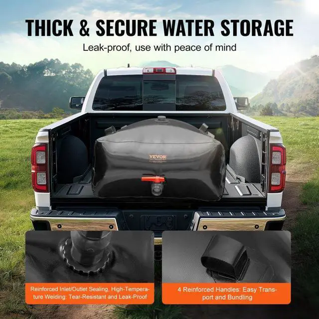 Alt view image 4 of 7 - VEVOR Portable Water Storage Bladder 87 Gal PVC Collapsible Water Tank Black