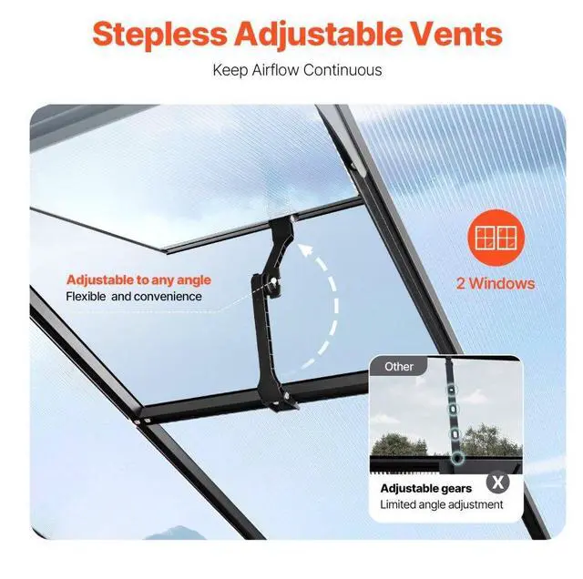 Alt view image 5 of 7 - VEVOR Polycarbonate Greenhouse 8 x 10 Ft Outdoor Walk-in Greenhouse for Garden