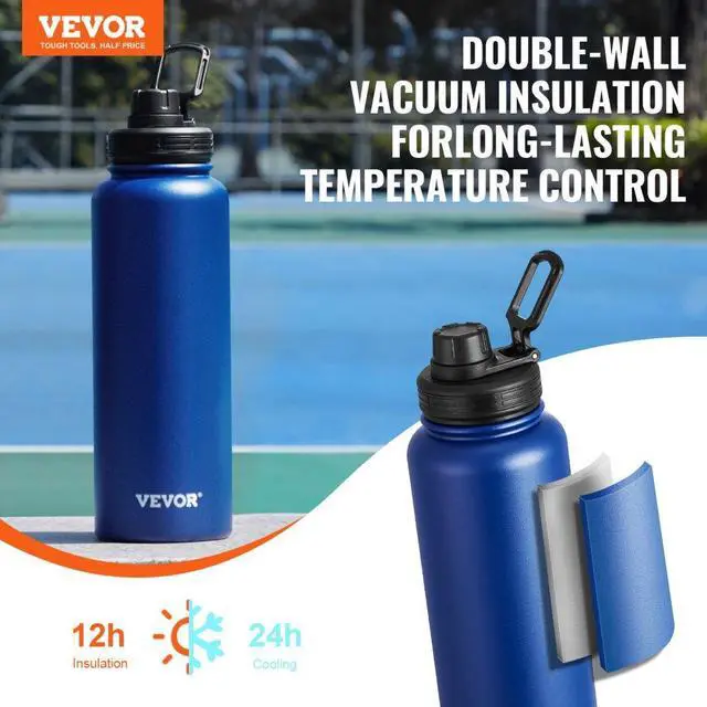 Alt view image 2 of 7 - VEVOR 40 oz Insulated Water Bottle Stainless Steel with Wide Mouth Lid Blue