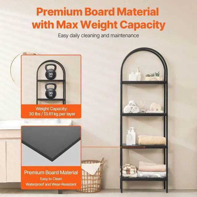 Alt view image 5 of 7 - VEVOR Metal Bookshelf Rustic Bookshelf 4-Tier for Living room Bedroom & Office