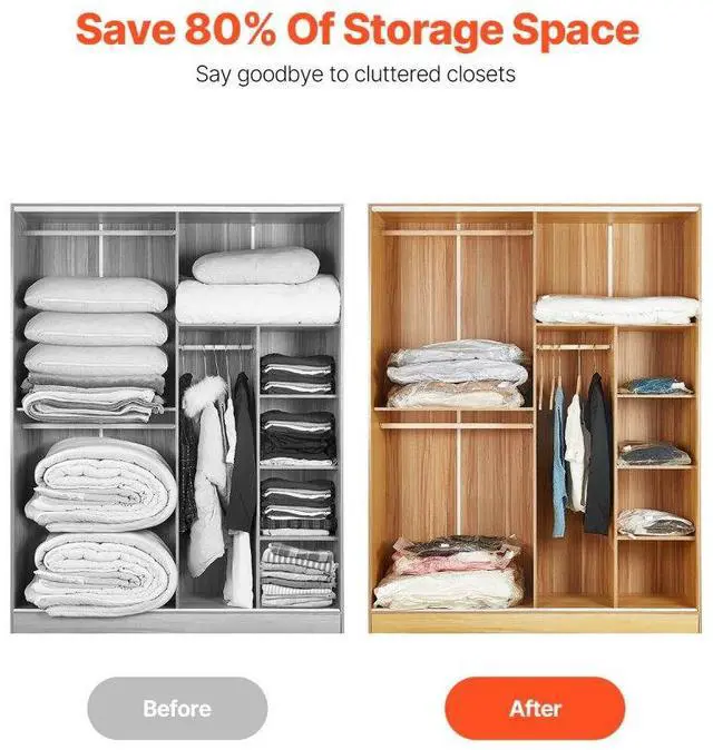 Alt view image 2 of 7 - VEVOR 10 Pack Vacuum Storage Bags with Electric Pump, Space Saver Bags  Compression for Comforters and Blankets, Sealer Clothes Storage Travel Essentials
