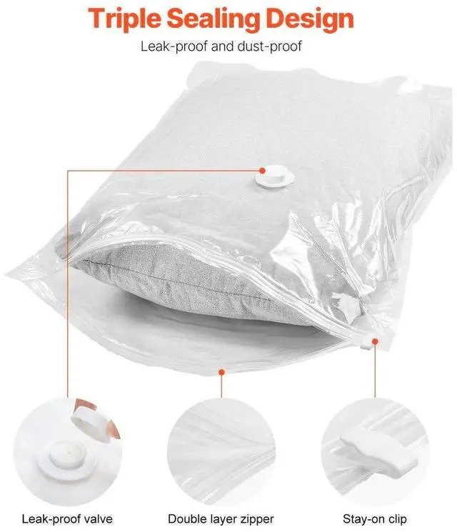 Alt view image 5 of 7 - VEVOR 10 Pack Vacuum Storage Bags with Electric Pump, Space Saver Bags  Compression for Comforters and Blankets, Sealer Clothes Storage Travel Essentials