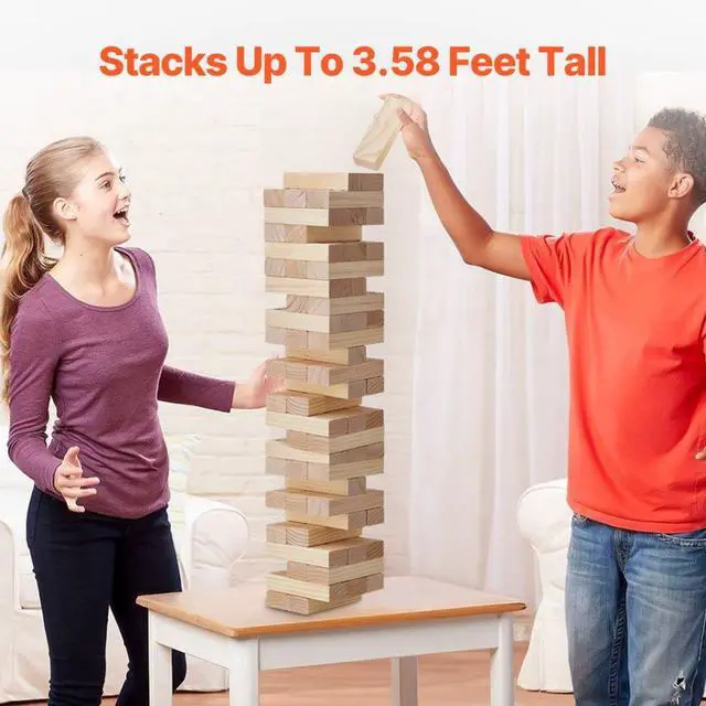 Alt view image 3 of 14 - VEVOR Tumbling Timber Toy 54 Blocks Large Tumble Tower Blocks Game Pine Wood Bag