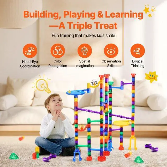Alt view image 4 of 7 - VEVOR Marble Run Set 145 PCS Building STEM Toy Educational Learning Gift for Kids