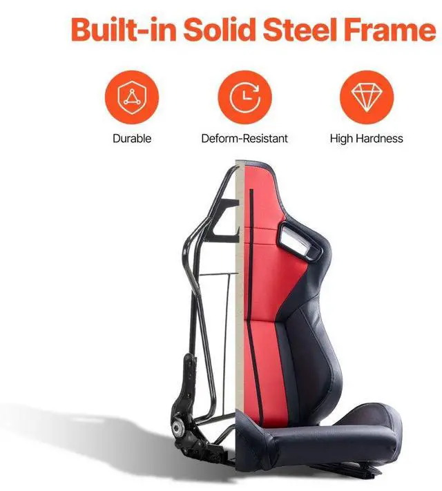 Alt view image 7 of 7 - VEVOR 2 Set Racing Seat Adjustable Racing Chair with PVC Leather & Q235B Slider