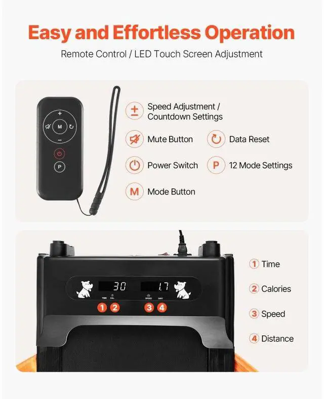 Alt view image 4 of 7 - VEVOR Dog Treadmill for Medium Dogs up to 200 lbs Electric Pet Treadmill
