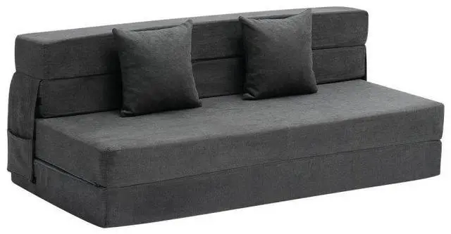 Main image of VEVOR Folding Sofa Bed 3-in-1 Foldable Couch Bed with 2 Pillows Dark Grey Queen