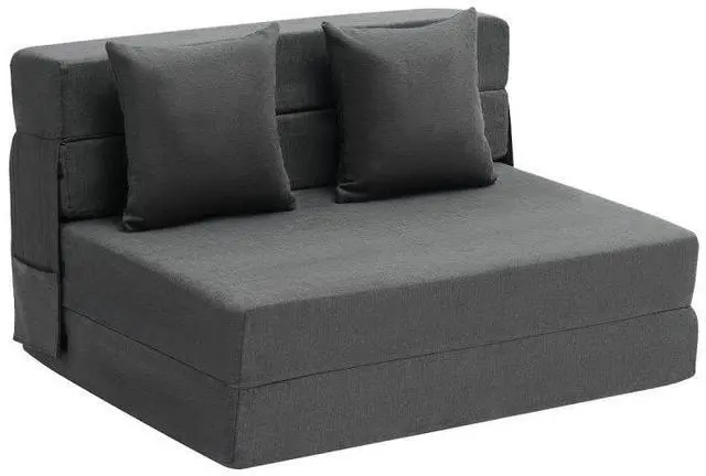 Main image of VEVOR Folding Sofa Bed, 3-in-1 Foldable Couch Bed with 2 Pillows and Washable Cover, 25D High Density Memory Foam Convertible Sleeper Chair Bed, Futon Couch for Living Room, Bedroom, Dark Grey(Twin)
