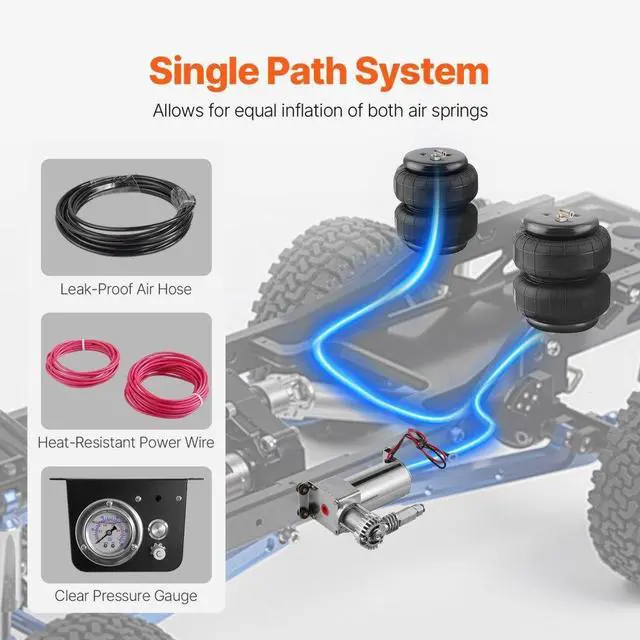 Alt view image 6 of 7 - VEVOR Air Shock Controller Kit 12V 100PSI On Board Air Compressor System Single Path