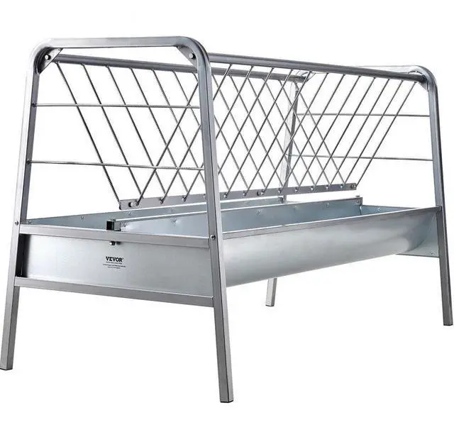 Main image of VEVOR Livestock Hay Feeder, 2 in 1 Grain & Hay Feeder, 80-Gallon Capacity Pasture Feeder, 59" Long Goat Hay Feeder with Deeper Feeding Pan, Heavy Duty Steel Grain & Hay Holder for Sheep Farms Sheds