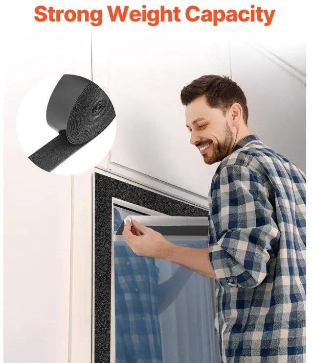 Alt view image 4 of 7 - VEVOR 16 ft x 1.5 in Hook and Loop Tape Nylon Self Adhesive Strips Roll Black