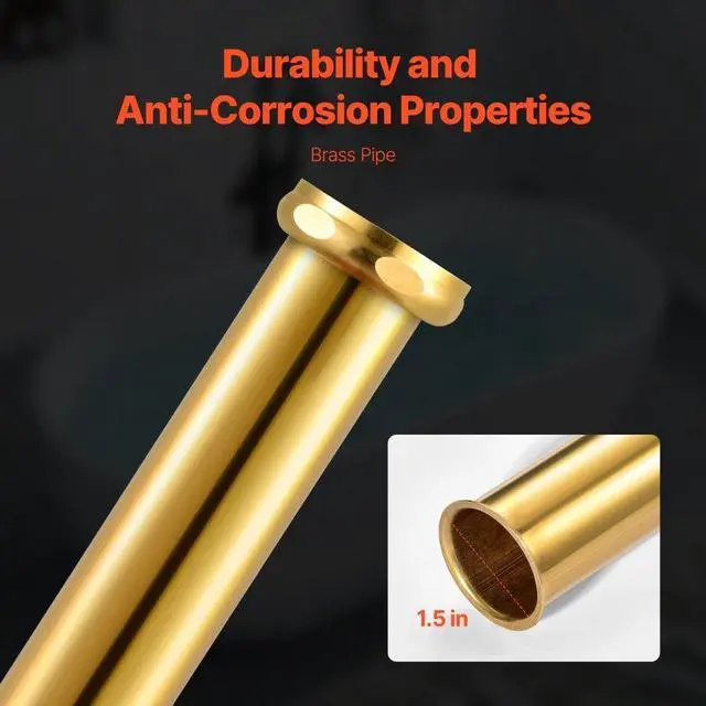 Alt view image 4 of 14 - VEVOR Freestanding Tub Drain Rough-in Kit with 2 Brass Tail Pipes and PVC Adapter