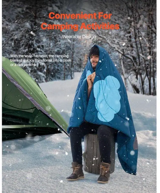 Alt view image 2 of 7 - VEVOR Camping Blanket 75" x 52" Wearable Warm Stadium Blanket Outdoor Printed