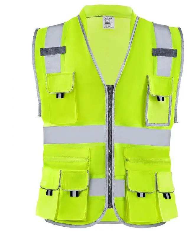 Main image of VEVOR Safety Vest Reflective Yellow Work Vest with 10 Pockets for Men and Women