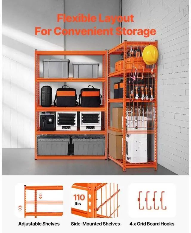 Alt view image 3 of 7 - VEVOR Storage Shelves 5 Tier Adjustable Heavy Duty Garage Shelving Units 2500 lbs