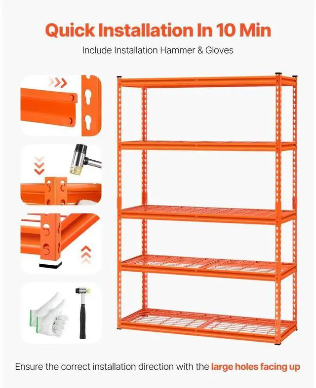 Alt view image 5 of 7 - VEVOR Storage Shelves 5 Tier Adjustable Heavy Duty Garage Shelving Units 2500 lbs
