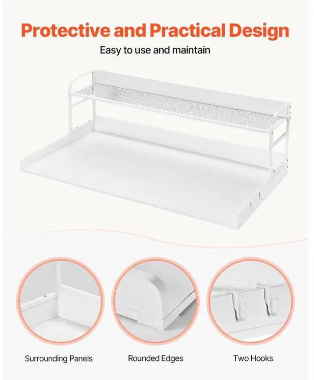 Alt view image 6 of 7 - Washer Dryer Countertop for the Top, Wood Washer Dryer Topper with 2-Tier Shelf Universal Fit, Laundry Countertop with Edge Rails, 54" Width x 27" Depth Laundry Counter Storage Organization, White
