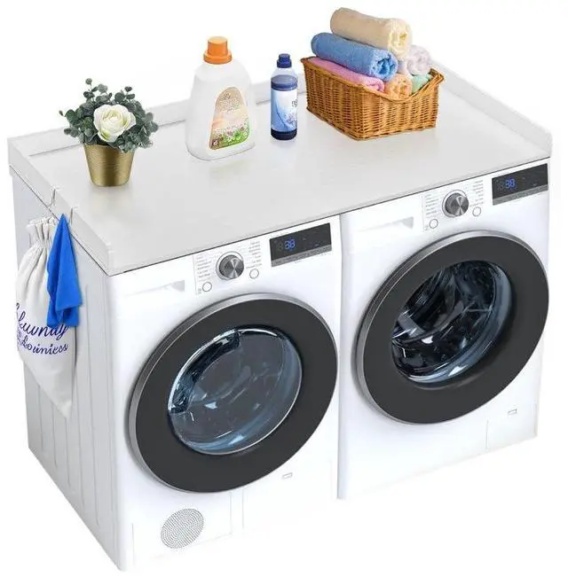 Main image of VEVOR Washer Dryer Countertop, Laundry Wood Shelf Topper with Edge, 54" Width x 27" Depth Cover Guard Organizer for Washer and Dryer Laundry Hamper Counter Storage Organization (White)