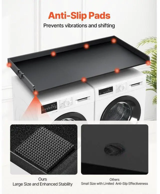 Alt view image 5 of 7 - VEVOR Washer Dryer Countertop, 27.5" Depth x 54" Width, Washer Dryer Wood Top for Laundry Room Organization with Edge Rails (Black)