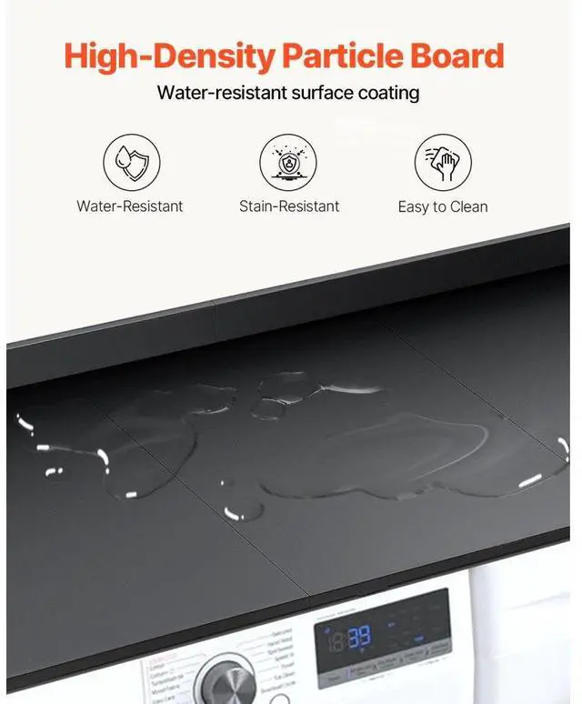 Alt view image 4 of 7 - VEVOR Washer Dryer Countertop, 27.5" Depth x 54" Width, Washer Dryer Wood Top for Laundry Room Organization with Edge Rails (Black)